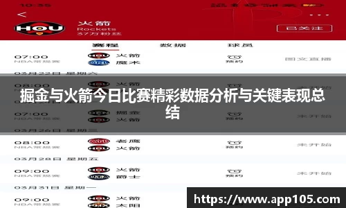掘金与火箭今日比赛精彩数据分析与关键表现总结